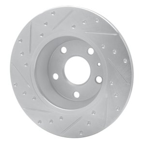 Audi TT Brake Rotor (1) - Rear Right - R1 Concepts - Drilled & Slotted - Silver - `08-`15